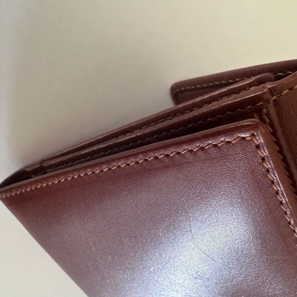Salvatore Ferragamo Brown Leather Vintage Bi-Fold Wallet w/ Gancini Closure